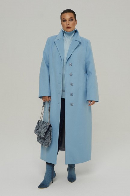 Приталенное шерстяное пальто жакет длиной макси на фигуру большого размера плюс сайз купить в интернет-магазине магазине моно-стиль