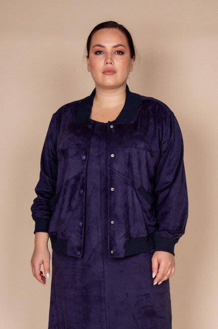 Бомбер темно-синего цвета большого размера купить онлайн в интернет-магазине одежды больших размеров для женщин с доставкой 