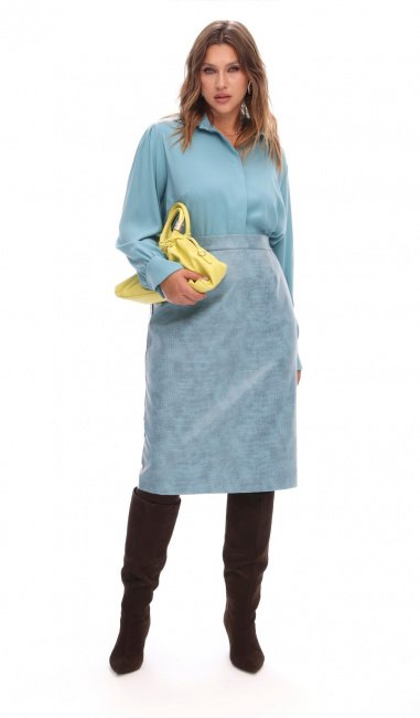 Юбка из экокожи с тиснением и разрезом