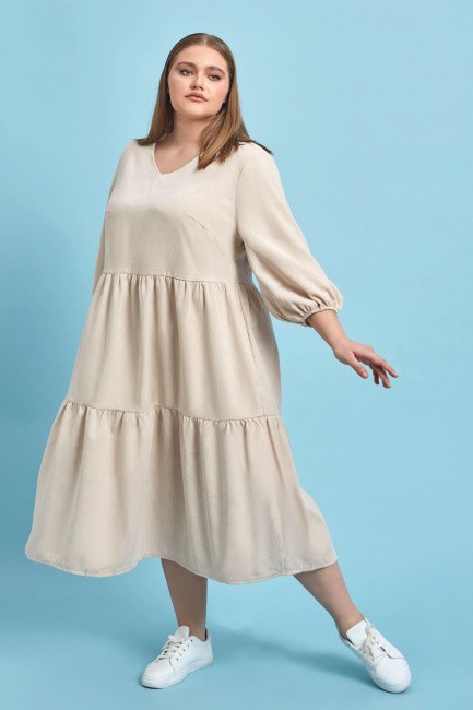 Молочное платье из микровельвета с воланами купить трикотаж через интернет магазин почтой большие размеры