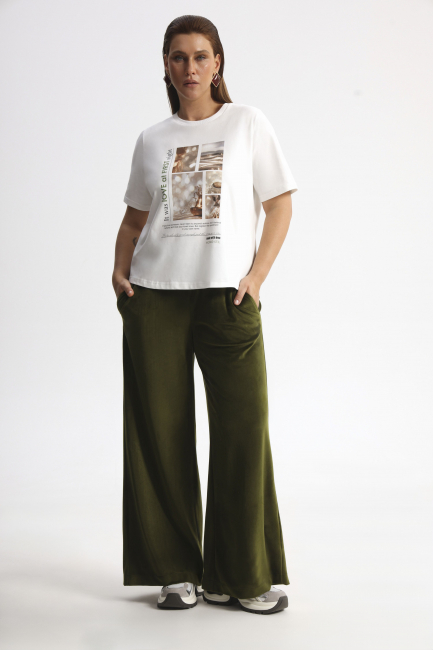 Брюки палаццо из велюра