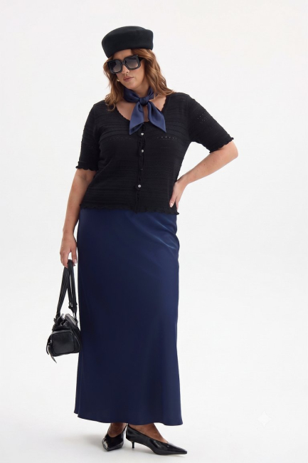 Кардиган с коротким рукавом и перфорацией – фото – Plus Size 50–64 – Моно-Стиль