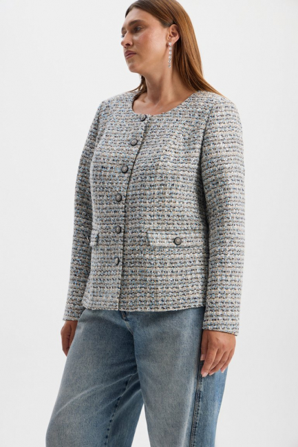 Жакет с пайетками и золотой нитью из твида – фото – Plus Size 50–64 – Моно-Стиль