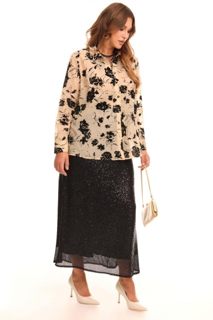 Блузка с набивным бархатным принтом