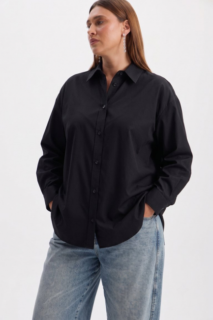 Рубашка relaxed fit из хлопка – фото – Plus Size 50–64 – Моно-Стиль