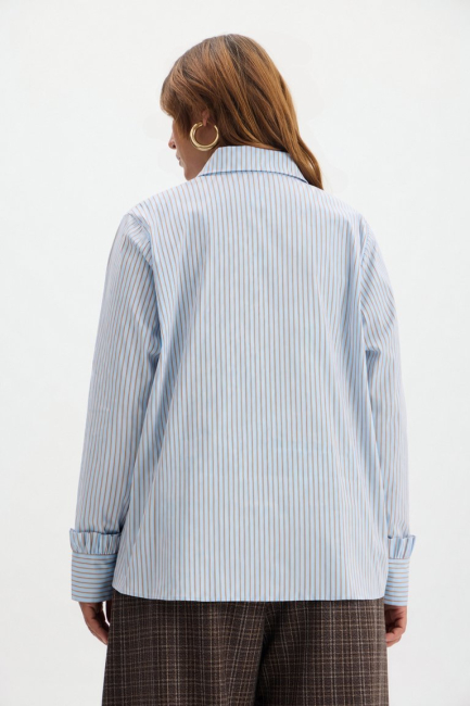 Блузка с рюшками из хлопка – фото – Plus Size 50–64 – Моно-Стиль