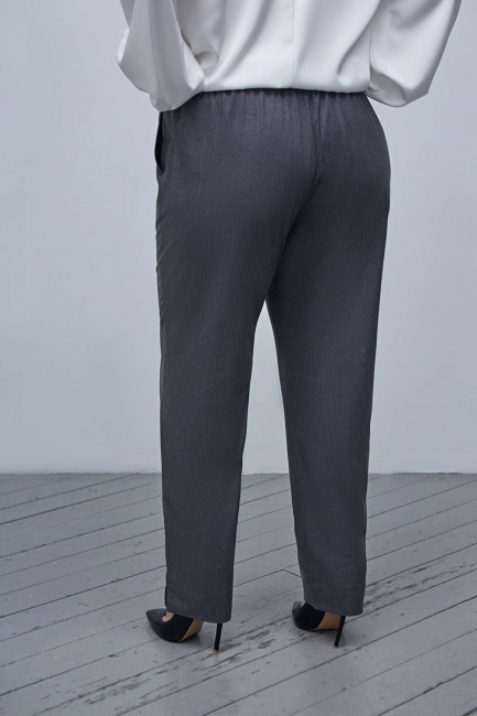 Серые брюки с разрезом прямые костюм