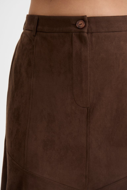 Юбка годе из темно-коричневой экозамши – фото – Plus Size 50–64 – Моно-Стиль