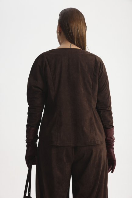 Свитшот из экозамши с молнией