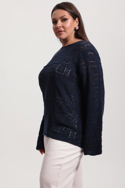 Джемпер кроше с длинным рукавом – фото – Plus Size 50–64 – Моно-Стиль