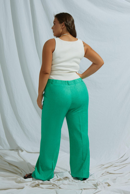Классические льняные брюки со стрелками на фигуру большого размера плюс сайз купить онлайн