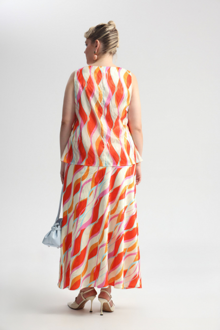 Юбка комбинация из поливискозы с принтом