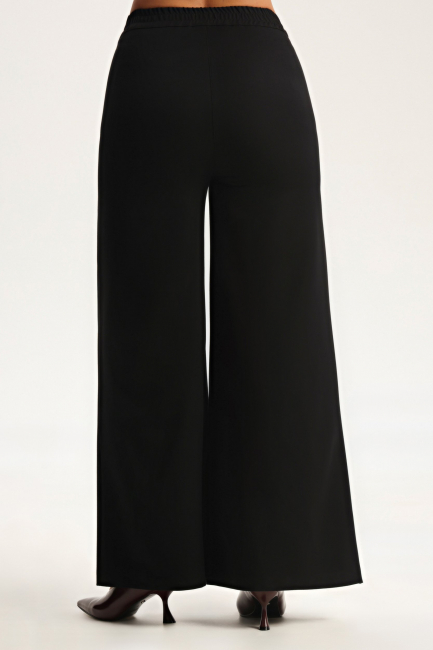 Брюки палаццо черного цвета из смесовой шерсти