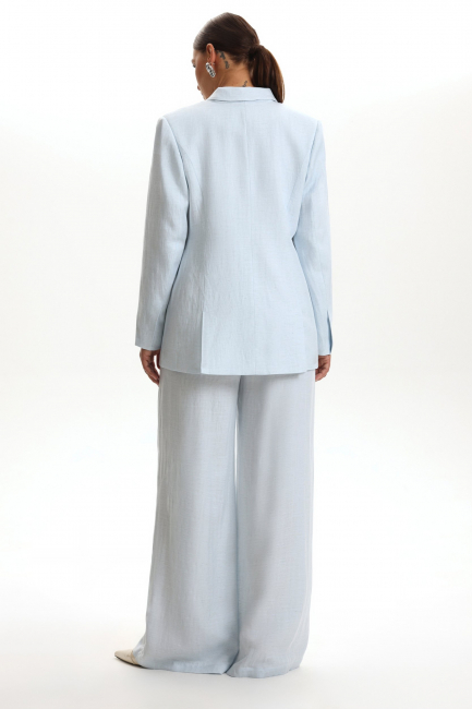 Брюки палаццо из голубого льна