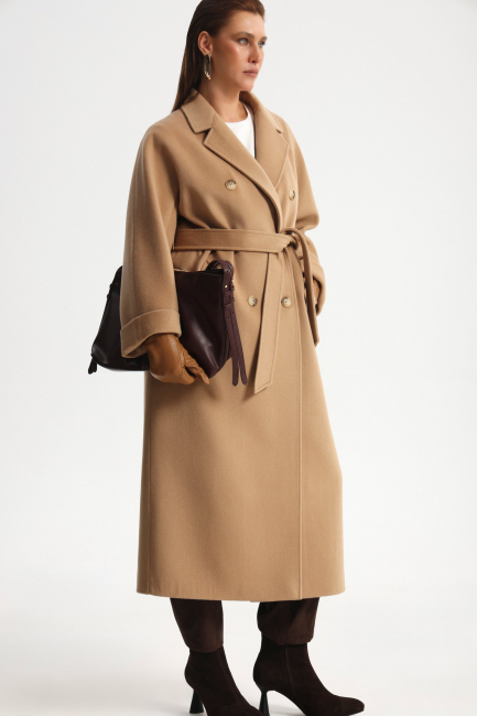 Пальто двубортное из шерсти