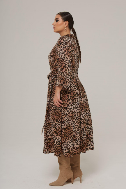 Платье А-силуэта с леопардовым принтом и расклешенной юбкой купить заказать 