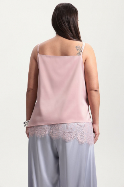Топ розового цвета с кружевом – фото – Plus Size 50–64 – Моно-Стиль