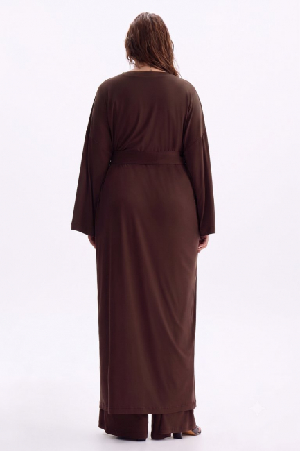 Кардиган из модала коричневого цвета – фото – Plus Size 50–64 – Моно-Стиль