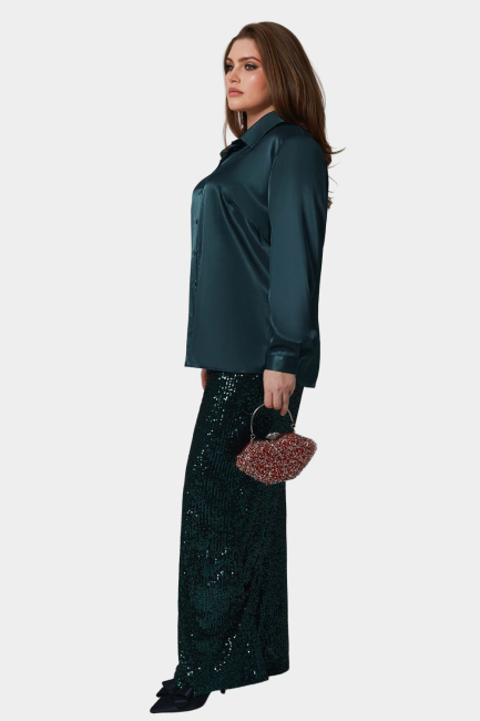 Брюки палаццо на подкладке с пайетками – фото – Plus Size 50–64 – Моно-Стиль