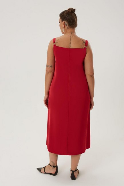 Красное платье слип из вискозного шелка
