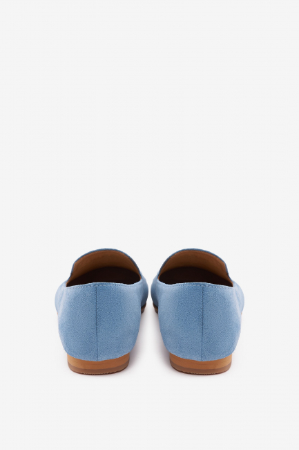Венецианские лоферы из голубой замши