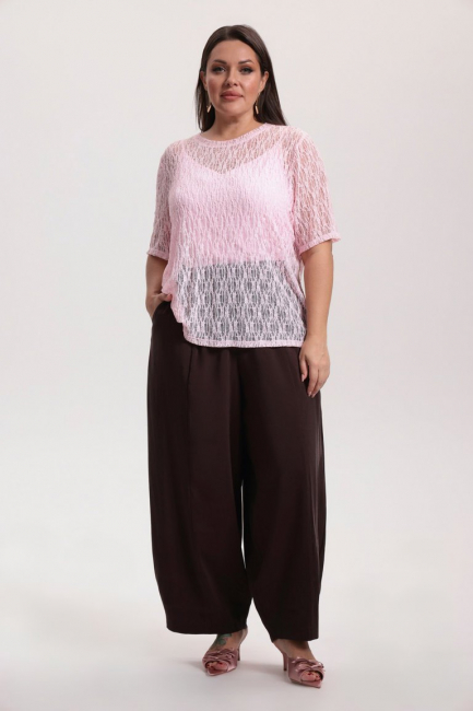 Брюки баллоны из шелка с тач эффектом – фото – Plus Size 50–64 – Моно-Стиль