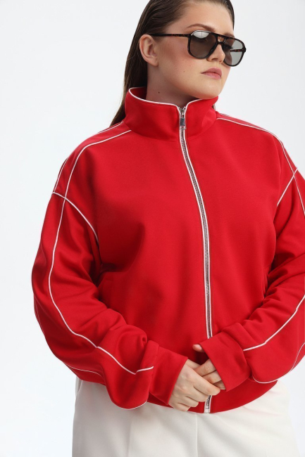 Свитшот с воротником стойка и палаццо – фото – Plus Size 50–64 – Моно-Стиль