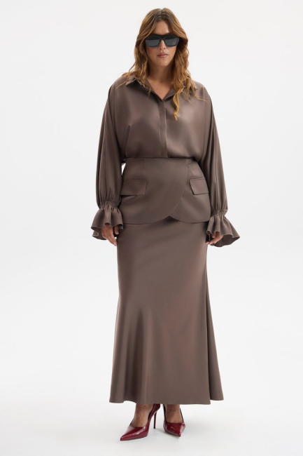 Юбка годе из шелка с баской – фото – Plus Size 50–64 – Моно-Стиль