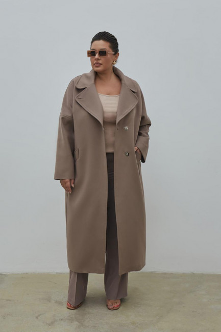 Пальто халат из смесовой шерсти большого размера купить с доставкой по России Москве