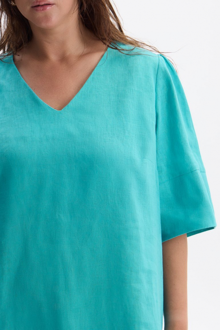 Платье с завязкой на спинке изо льна – фото – Plus Size 50–64 – Моно-Стиль