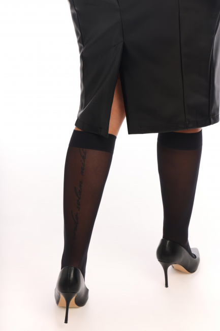 Юбка карандаш из экокожи с разрезом