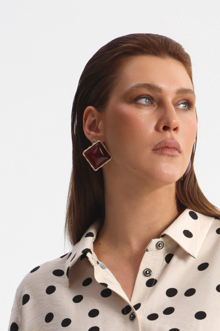 Серьги Брусника бордо