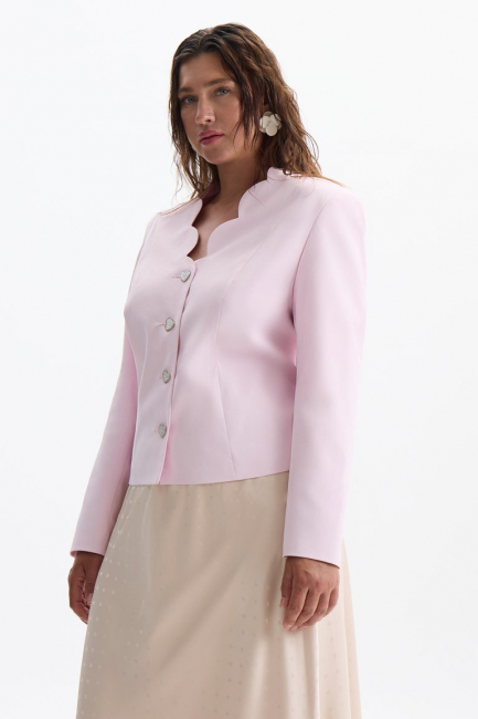Жакет с фигурным бо́ртом из хлопка – фото – Plus Size 50–64 – Моно-Стиль