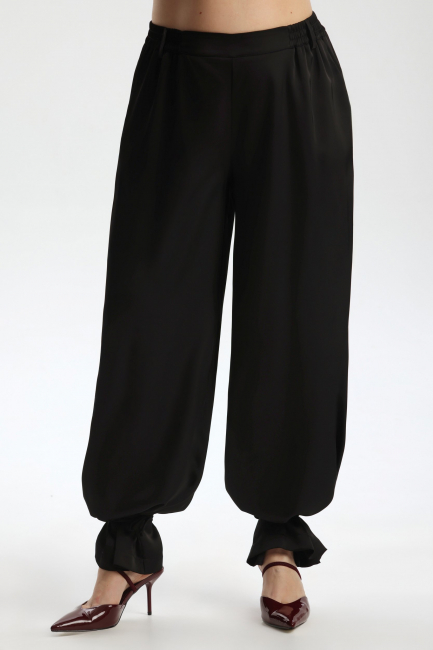 Брюки палаццо из шелка с застежкой энкл тай
