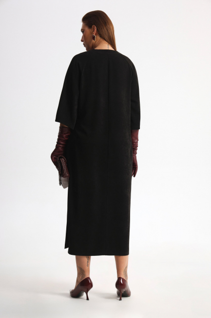 Платье кимоно макси с разрезами и напылением