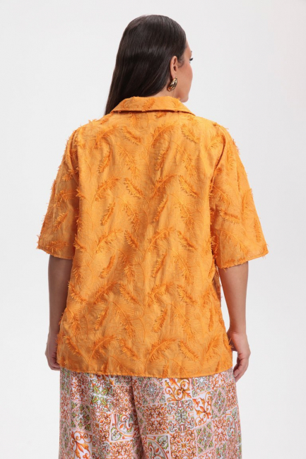Оранжевая блузка из шитья – фото – Plus Size 50–64 – Моно-Стиль