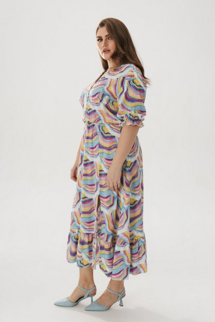 Платье из штапеля с воланом и принтом заказать онлайн