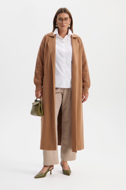 Комбинированное пальто с добавлением кашемира – фото – Plus Size 50–64 – Моно-Стиль