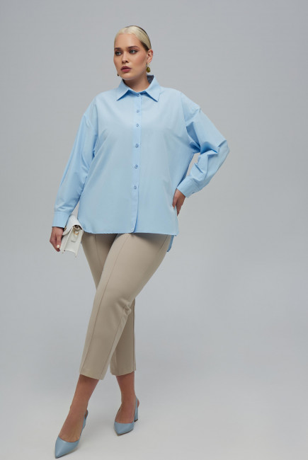 Базовая рубашка relaxed fit из смесового хлопка на фигуру большого размера купить в интернет-магазине модной одежды больших размеров