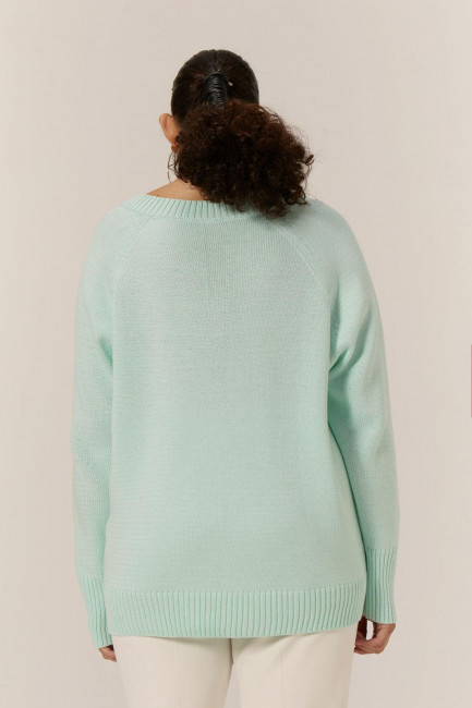 Мятный пуловер из вязаного хлопка