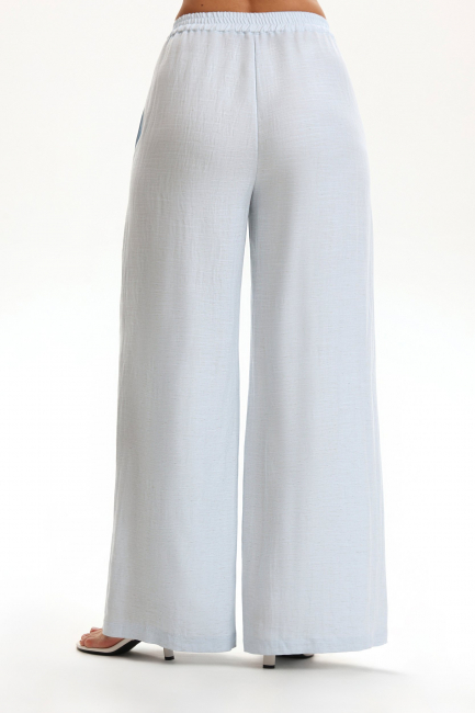 Брюки палаццо из голубого льна