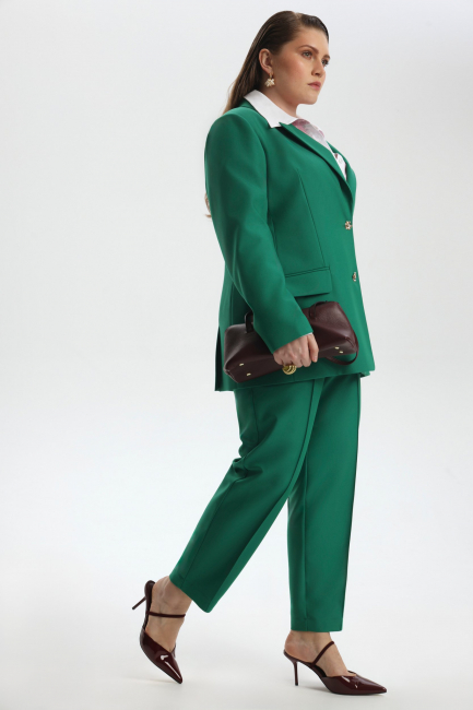 Брюки сигареты из зеленой поливискозы