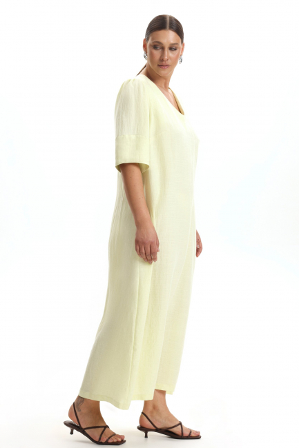 Платье изо льна желтого цвета