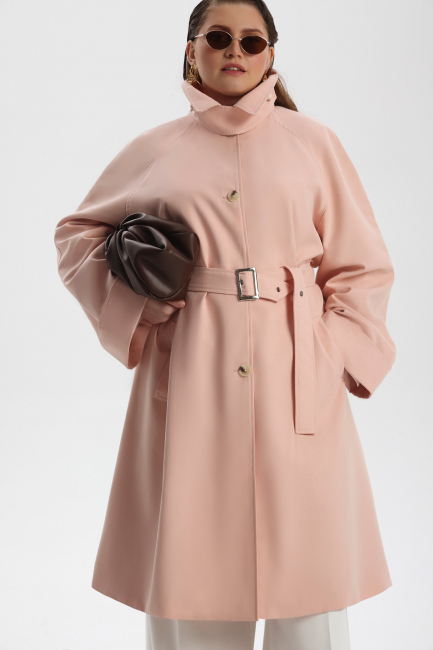 Тренч с добавлением хлопка розового цвета