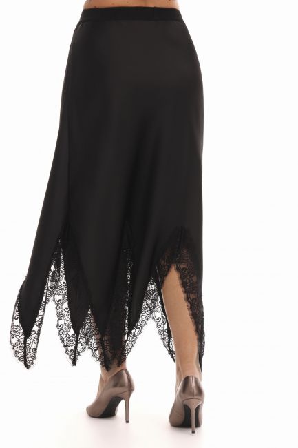 Юбка из поливискозы с кружевом и подкладкой