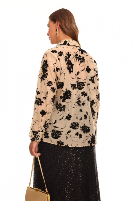 Блузка с набивным бархатным принтом