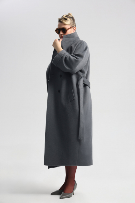 Пальто реглан из шерсти серого цвета