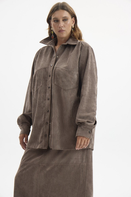 Куртка рубашка из вельвета – фото – Plus Size 50–64 – Моно-Стиль