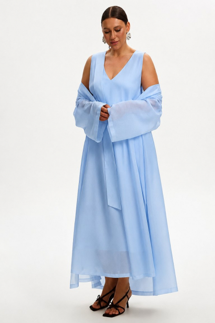 Кардиган накидка из тенселя – фото – Plus Size 50–64 – Моно-Стиль