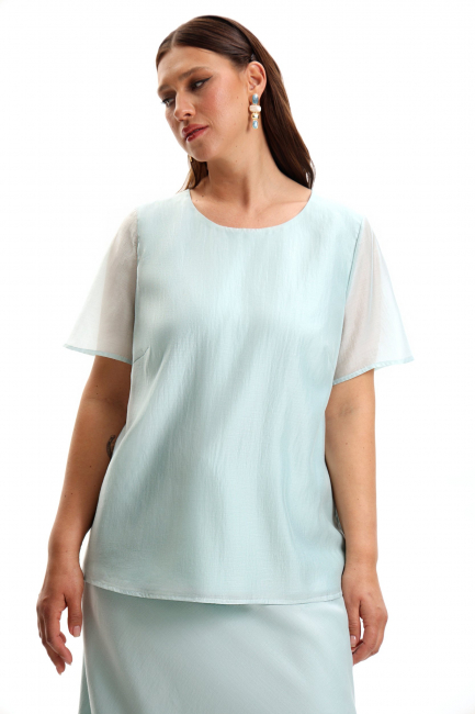 Блузка с коротким рукавом из тенселя на подкладке